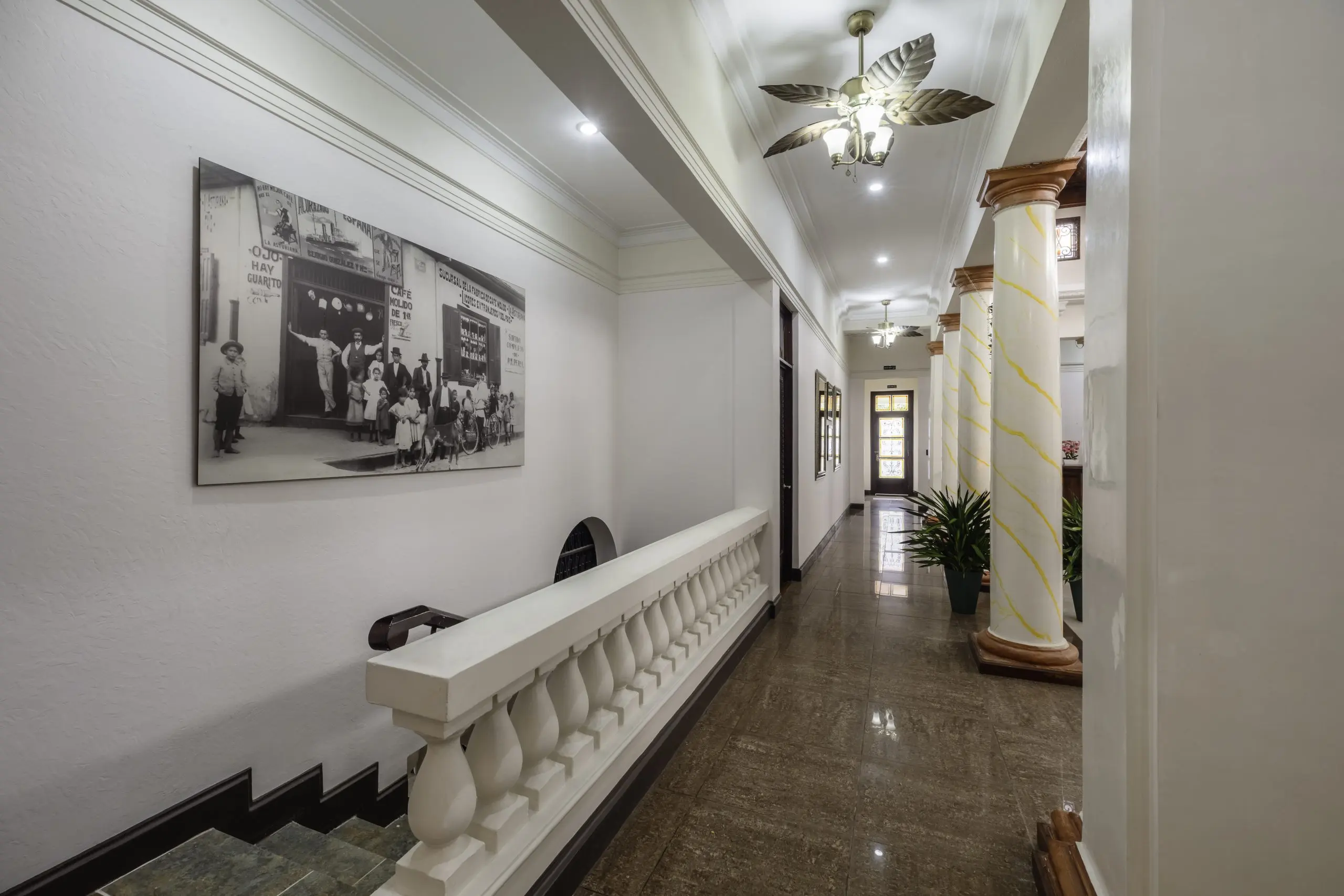 Historic hall and shared atmosphere at Hotel Majestad near SJO airport in San José, Costa Rica